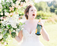 Bride with Champagne Bottle