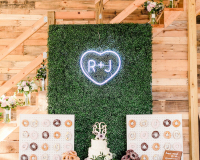 Wedding Donut Display with a neon sign