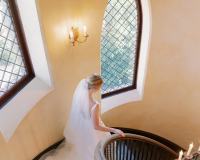 Bride walking down stairs