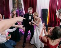 Bride singing with the band