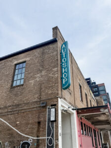 Exterior of Autoshop event venue in Washington, D.C., a converted garage space ideal for stylish weddings and mitzvahs with an industrial-chic vibe
