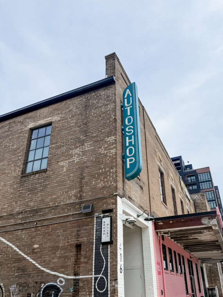 Exterior of Autoshop event venue in Washington, D.C., a converted garage space ideal for stylish weddings and mitzvahs with an industrial-chic vibe