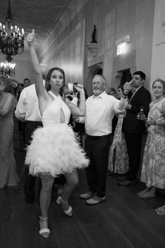 Father-daughter moment on the dance floor at a wedding in The Branch Museum, Richmond, VA