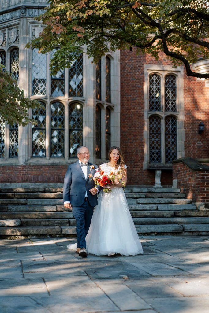 Bride and Father walk down the aisle at The Branch Museum in Richmond Va. Richmond Fall wedding.