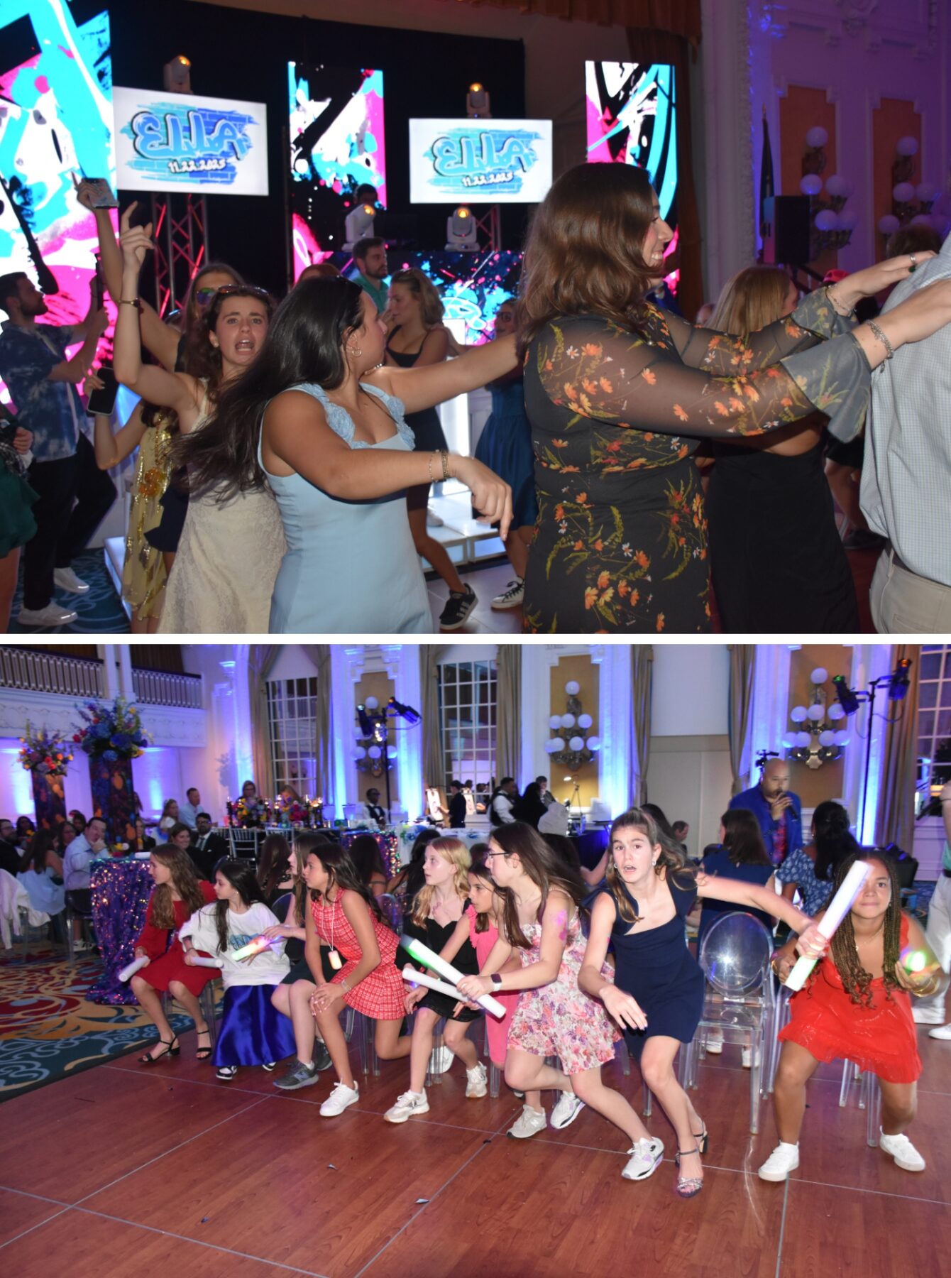 Bat mitzvah guests form a conga line
