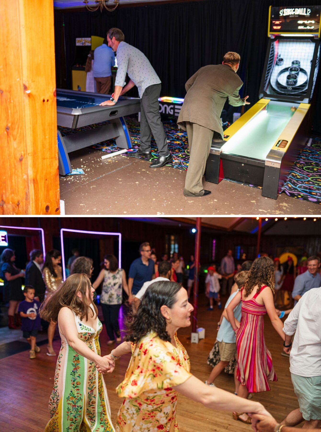 Bar Mitzvah guests play ski ball and air hockey