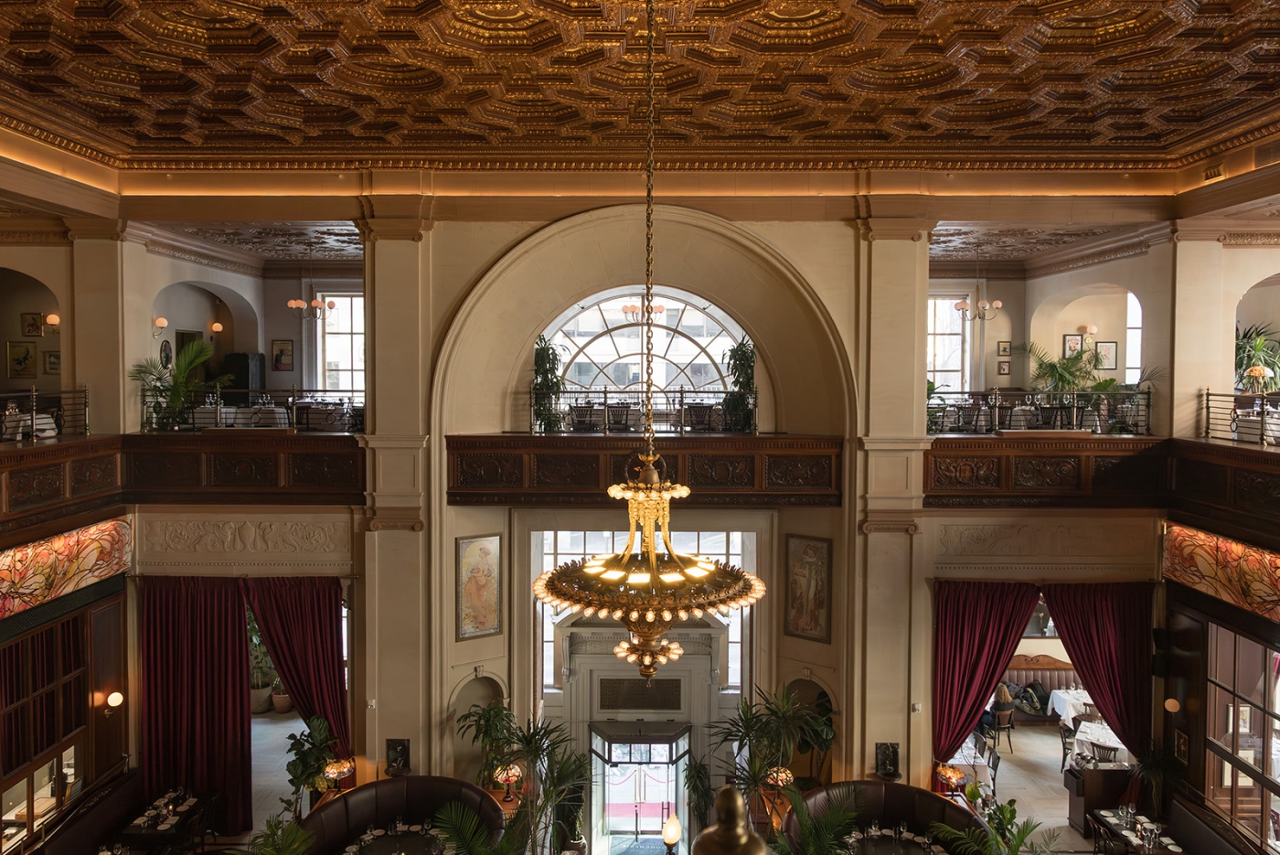 A view of the dining room floor from the second story at La Grande Boucherie in Washington, D.C.